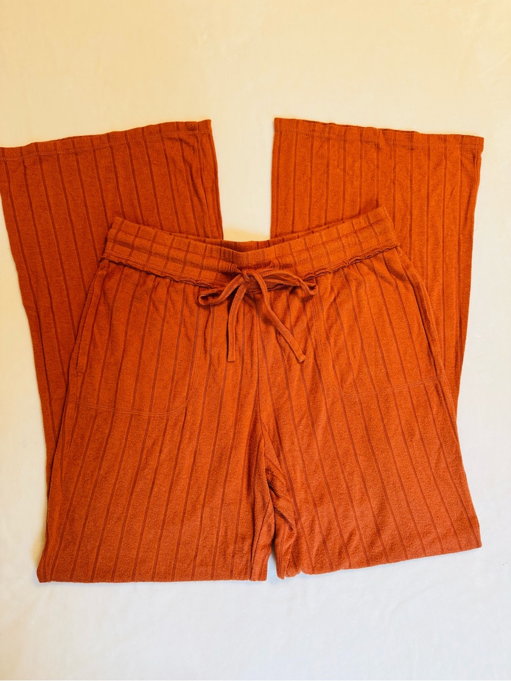 BP. Nordstrom Women’s Ribbed Drawstring Wide Leg Lounge Pants - Rust Orange
